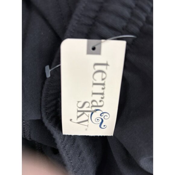 *New Terra & Sky Capri Pant Womens Plus 2X Black Casual Pull On Drawstring - Picture 6 of 6